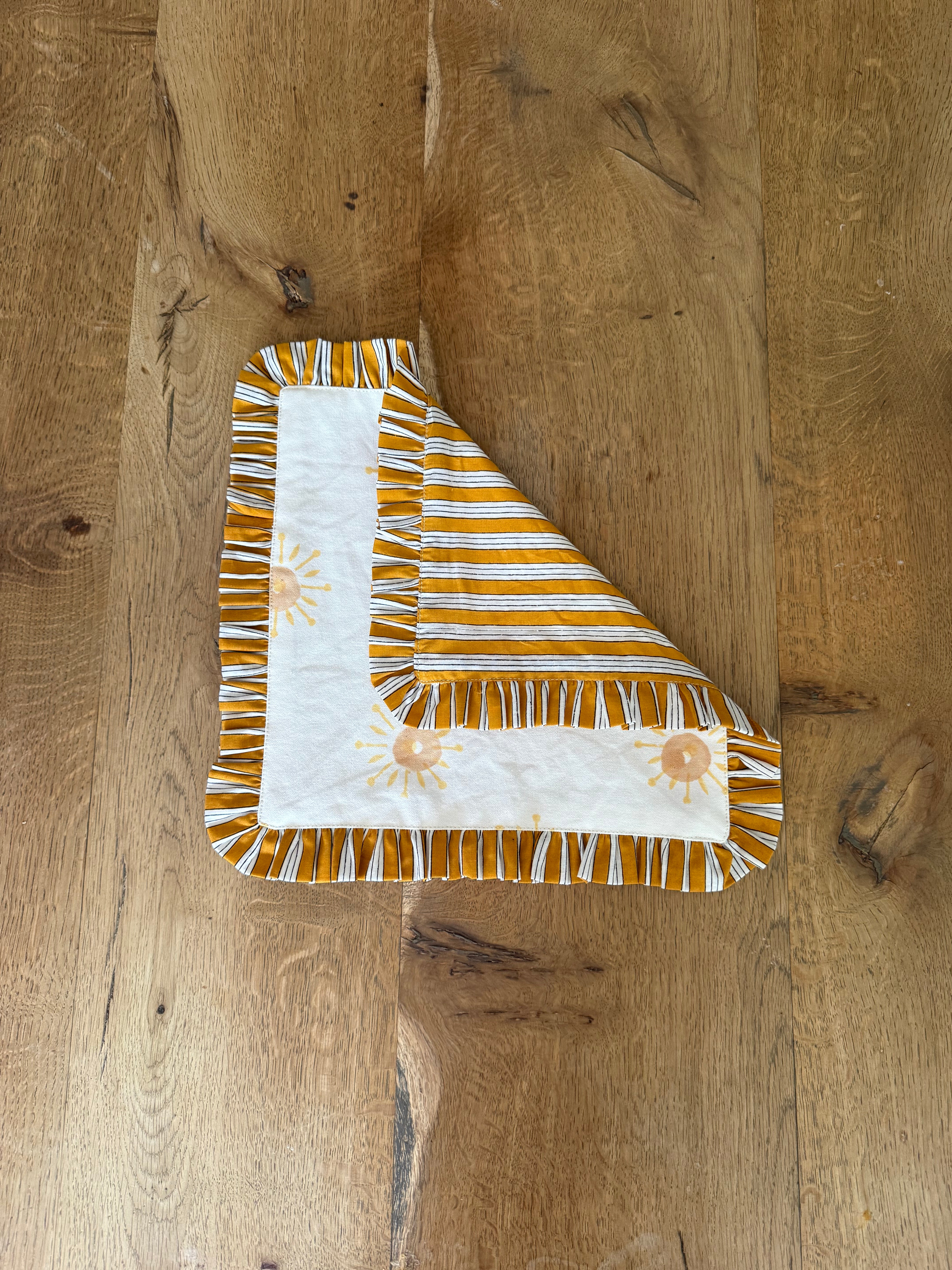 Set of 4 Reversible Napkin / Placemats in Naartjie Stripe- Rise & Sun Collection
