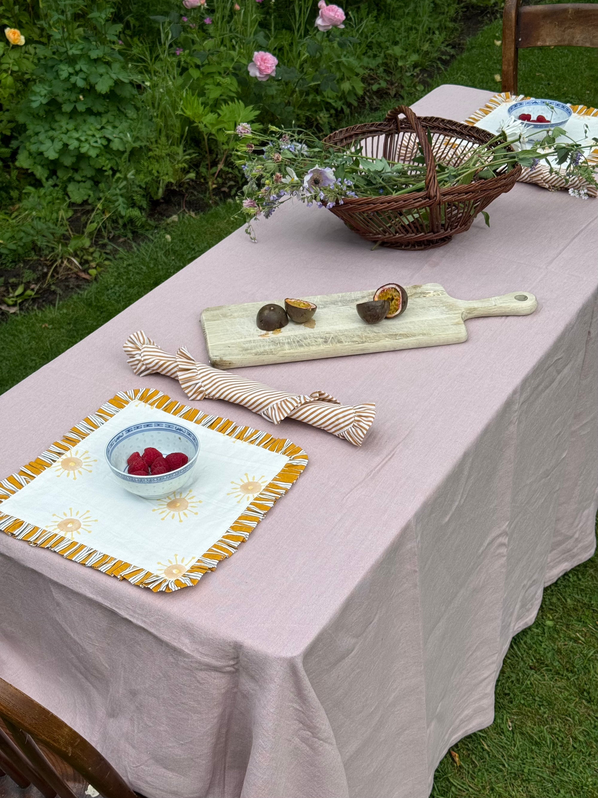 Set of 4 Reversible Napkin / Placemats in Dawn Stripe - Rise & Sun Collection