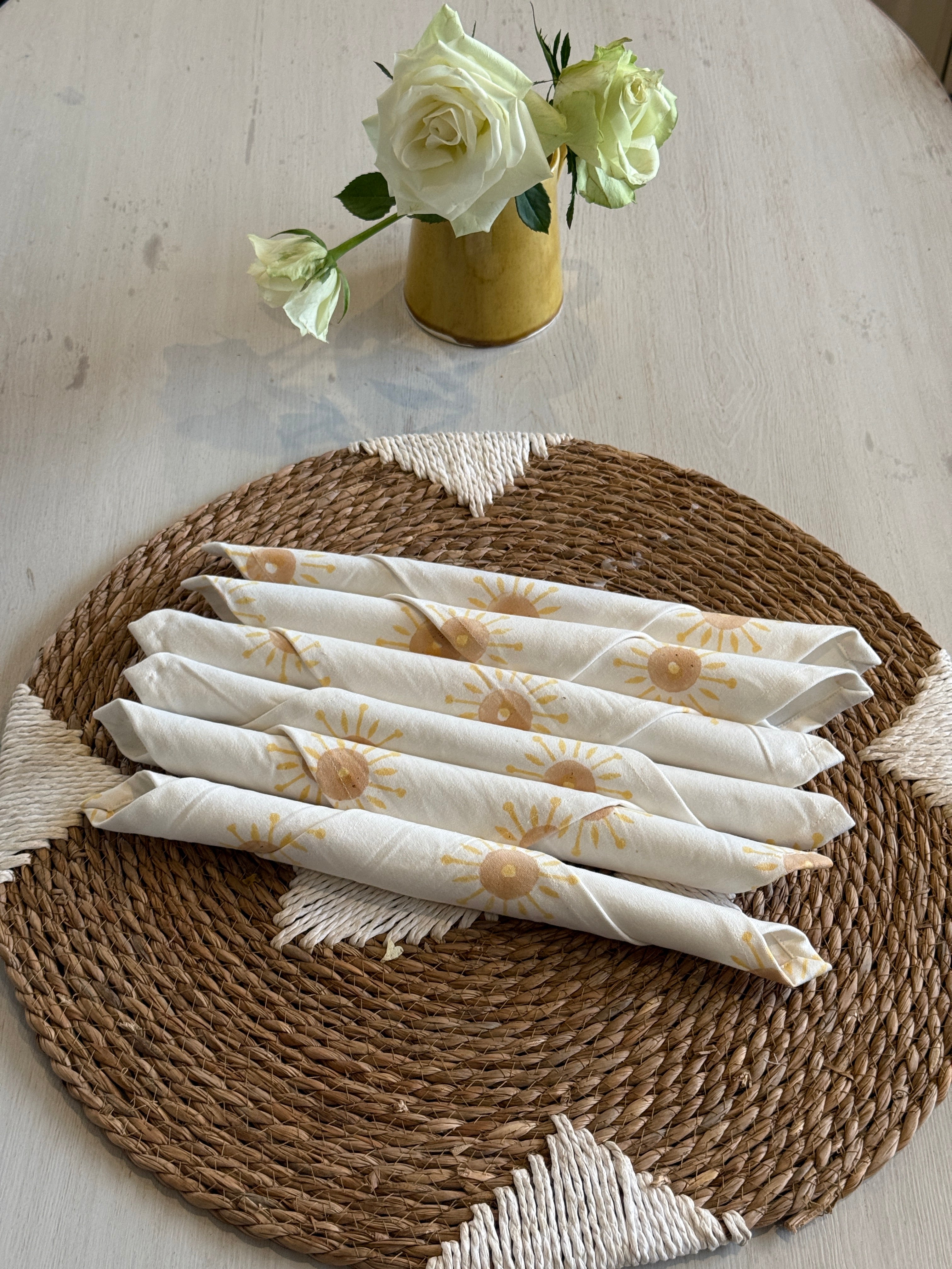 Set of 4 Reversible Napkin / Placemats - Rise & Sun Collection