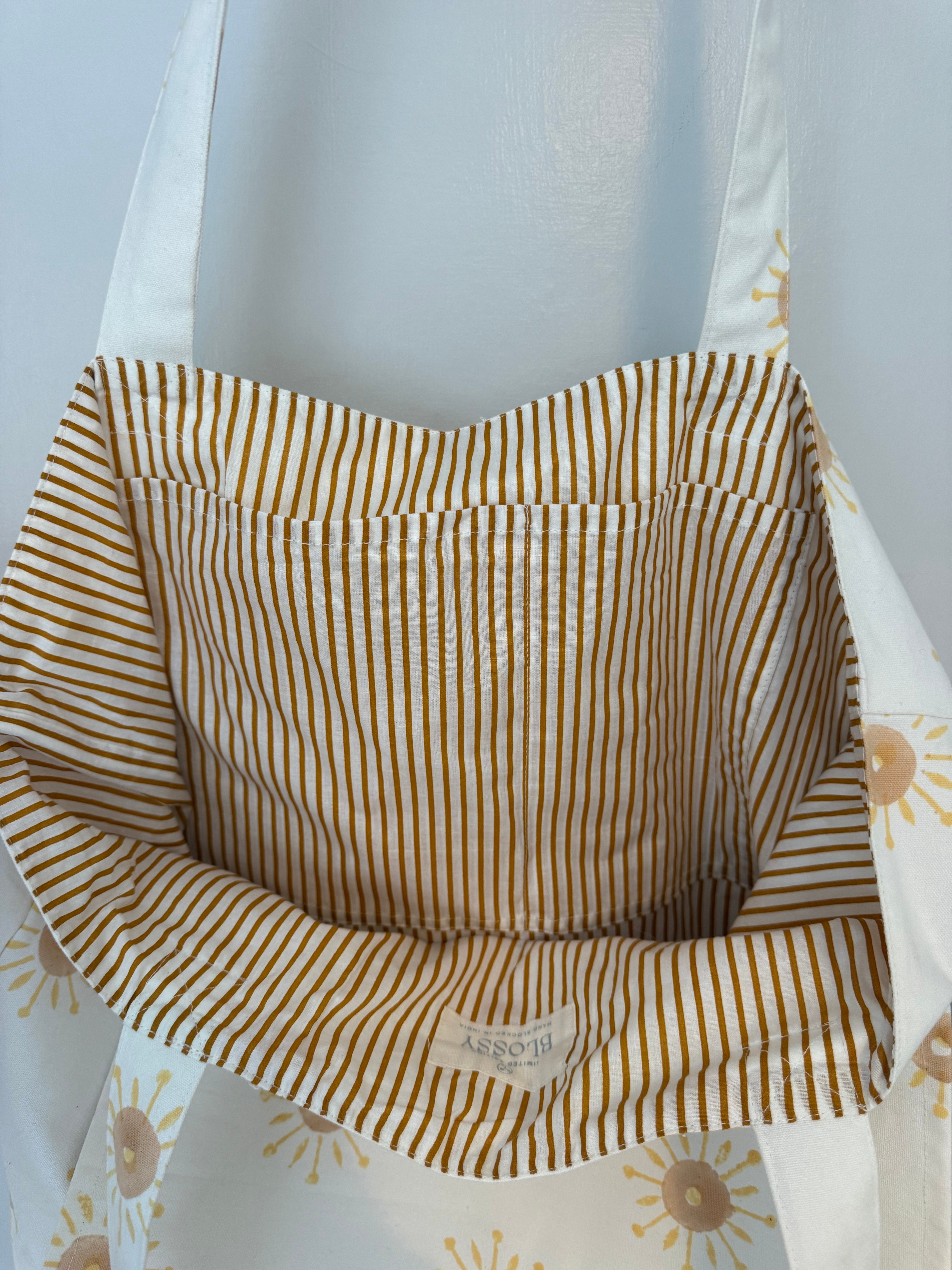 Rise & Sun Yoga Mat Tote Bag - Handblocked 100% Cotton