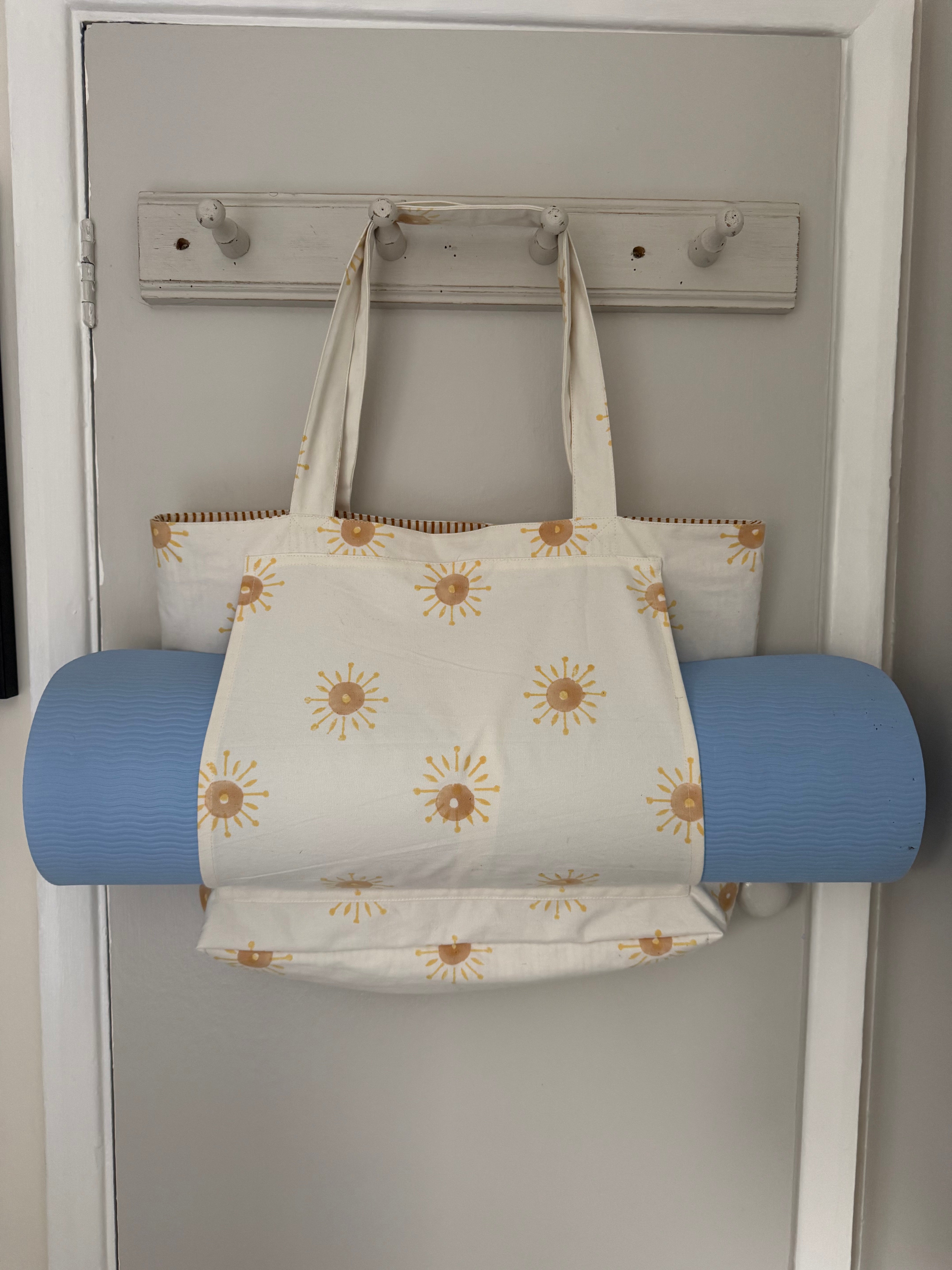 Rise & Sun Yoga Mat Tote Bag - Handblocked 100% Cotton