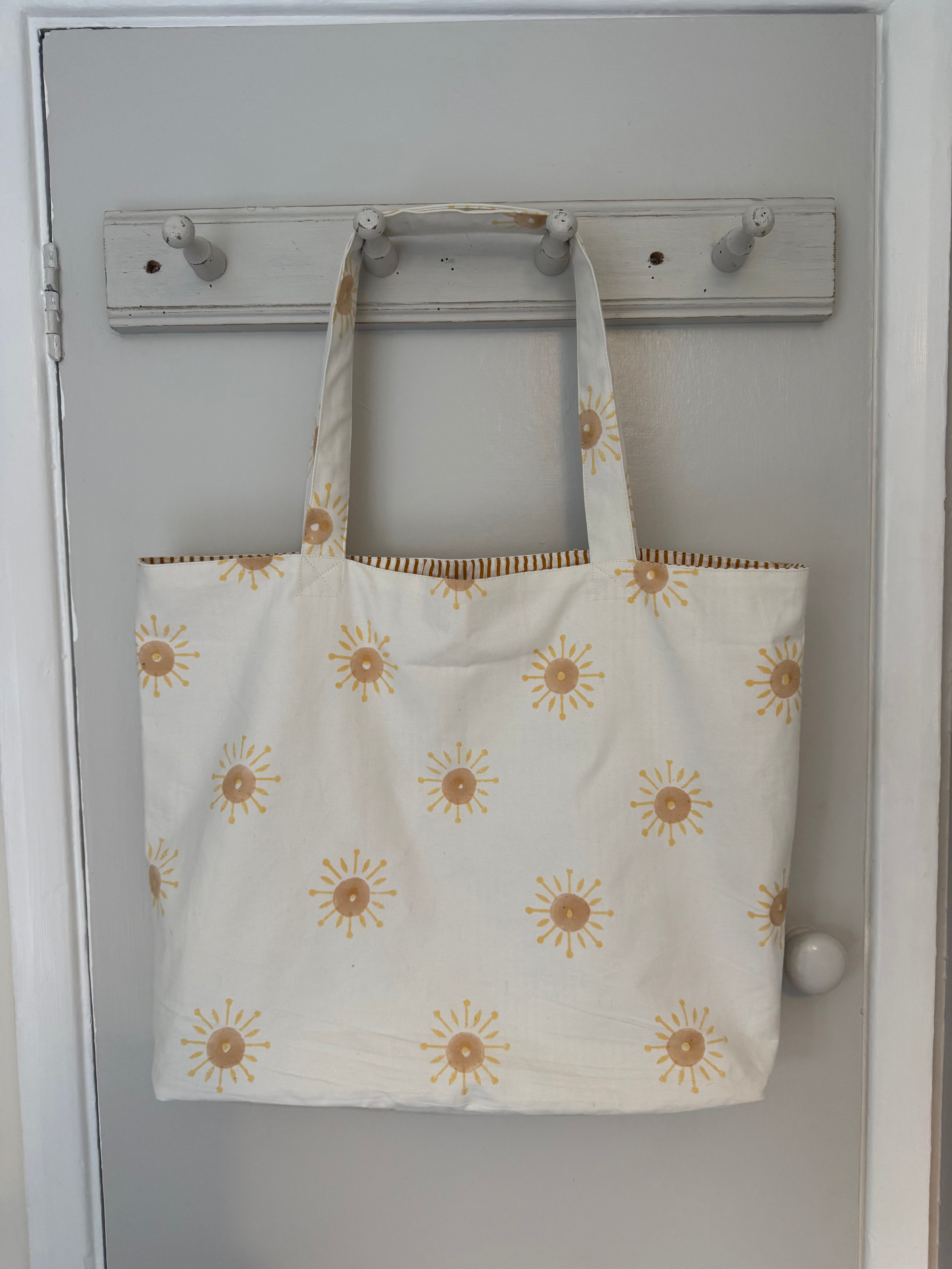 Rise & Sun Yoga Mat Tote Bag - Handblocked 100% Cotton