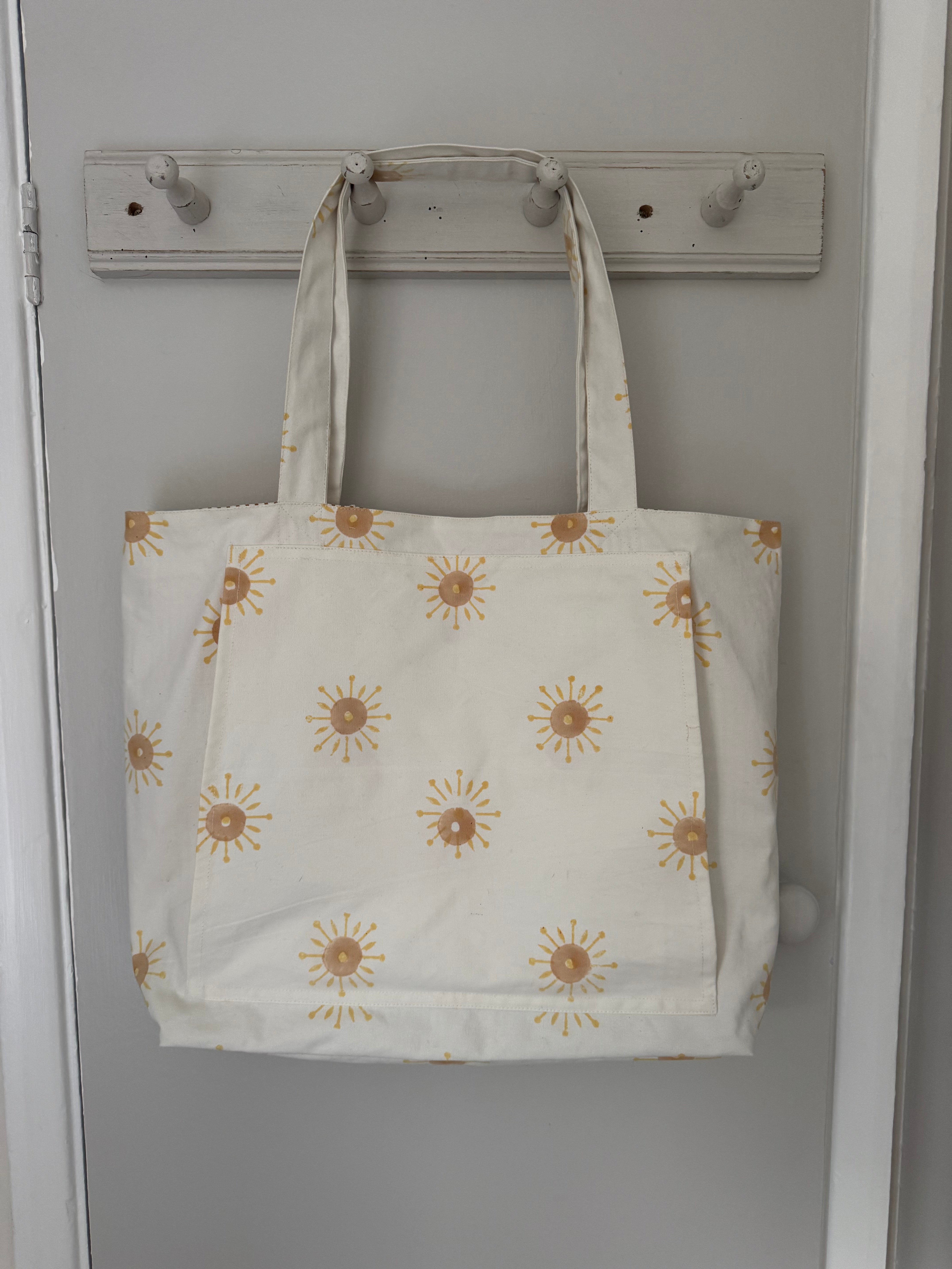 Rise & Sun Yoga Mat Tote Bag - Handblocked 100% Cotton