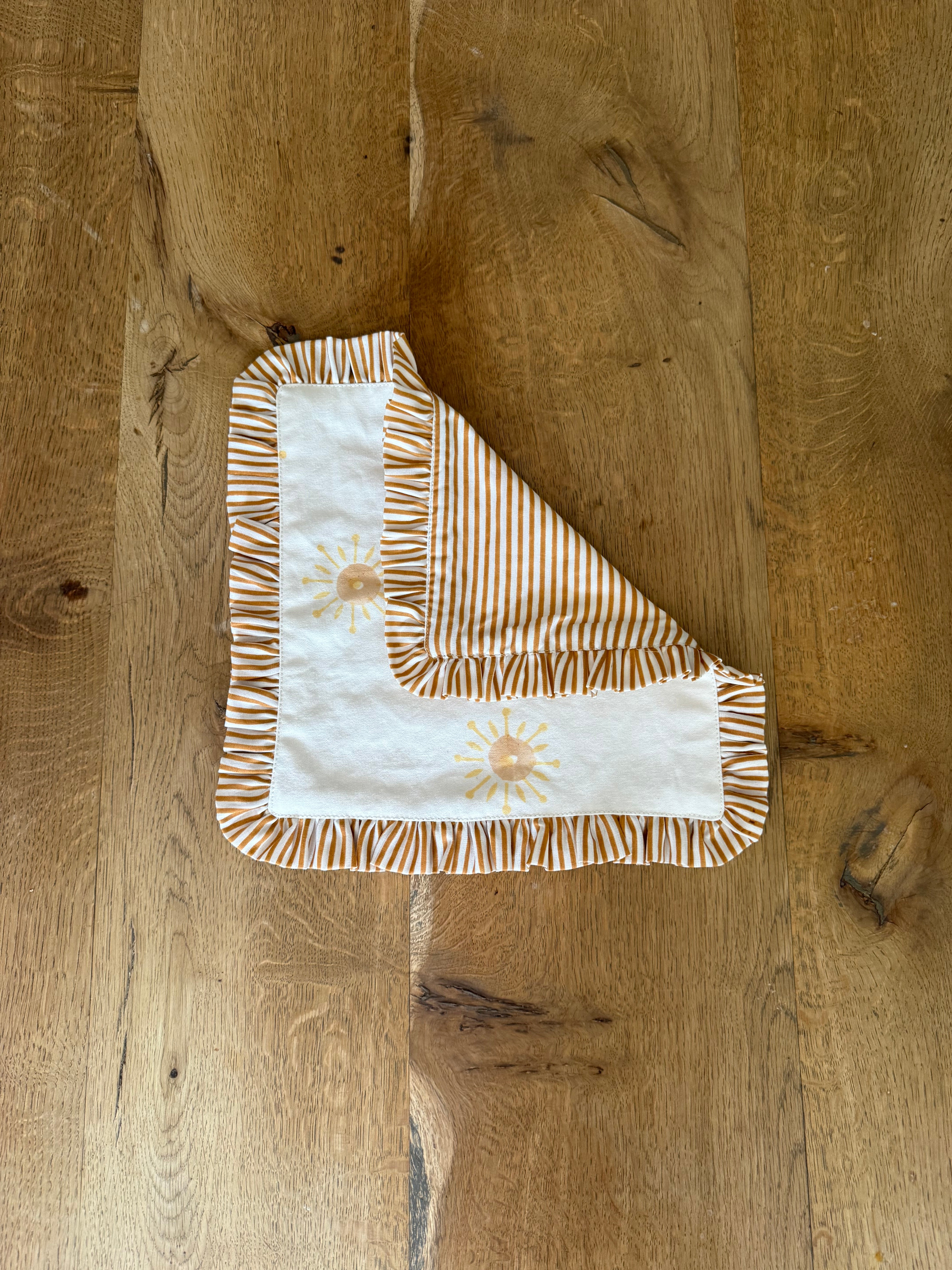 Set of 4 Reversible Napkin / Placemats in Dawn Stripe - Rise & Sun Collection