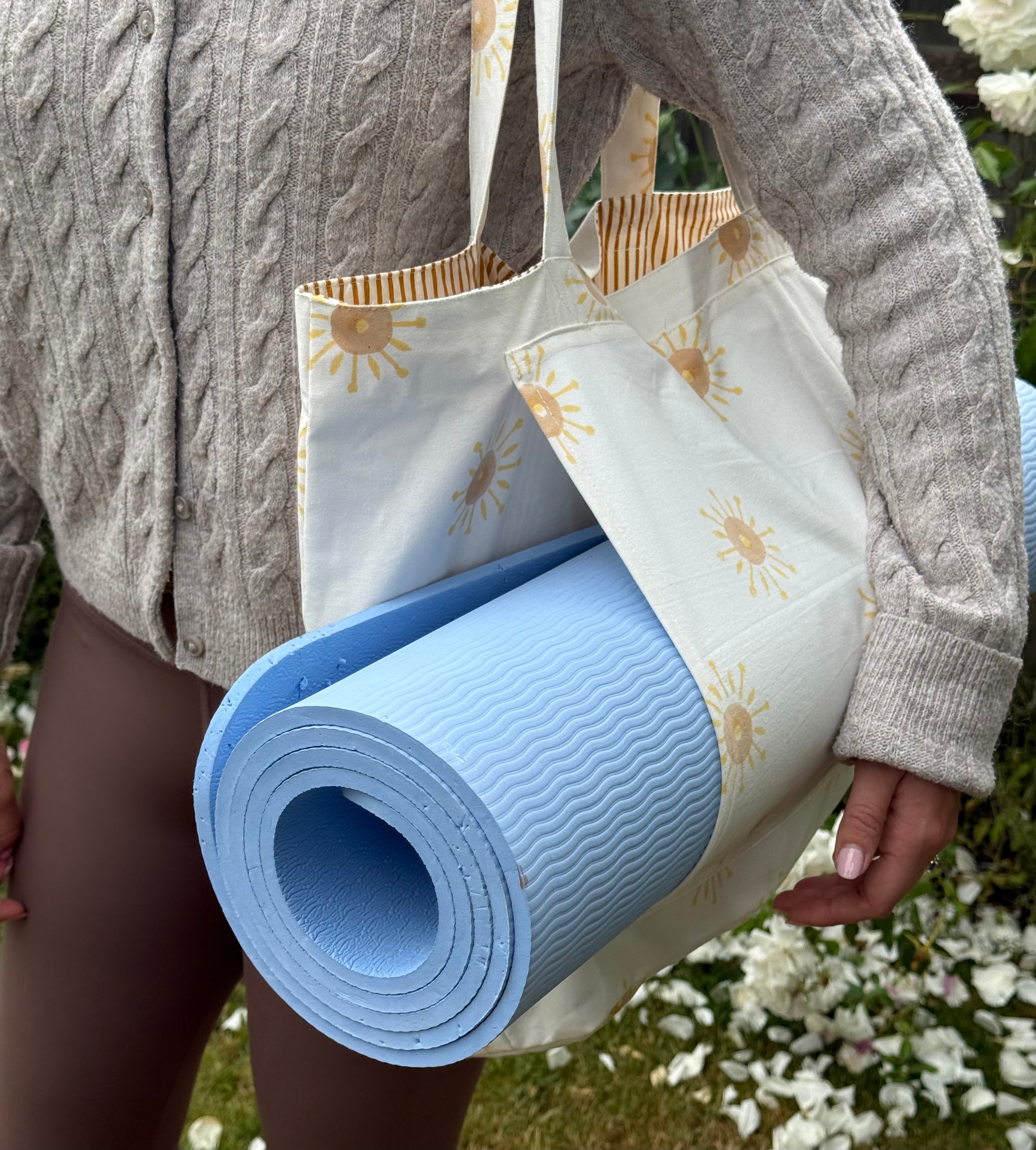 Rise & Sun Yoga Mat Tote Bag - Handblocked 100% Cotton